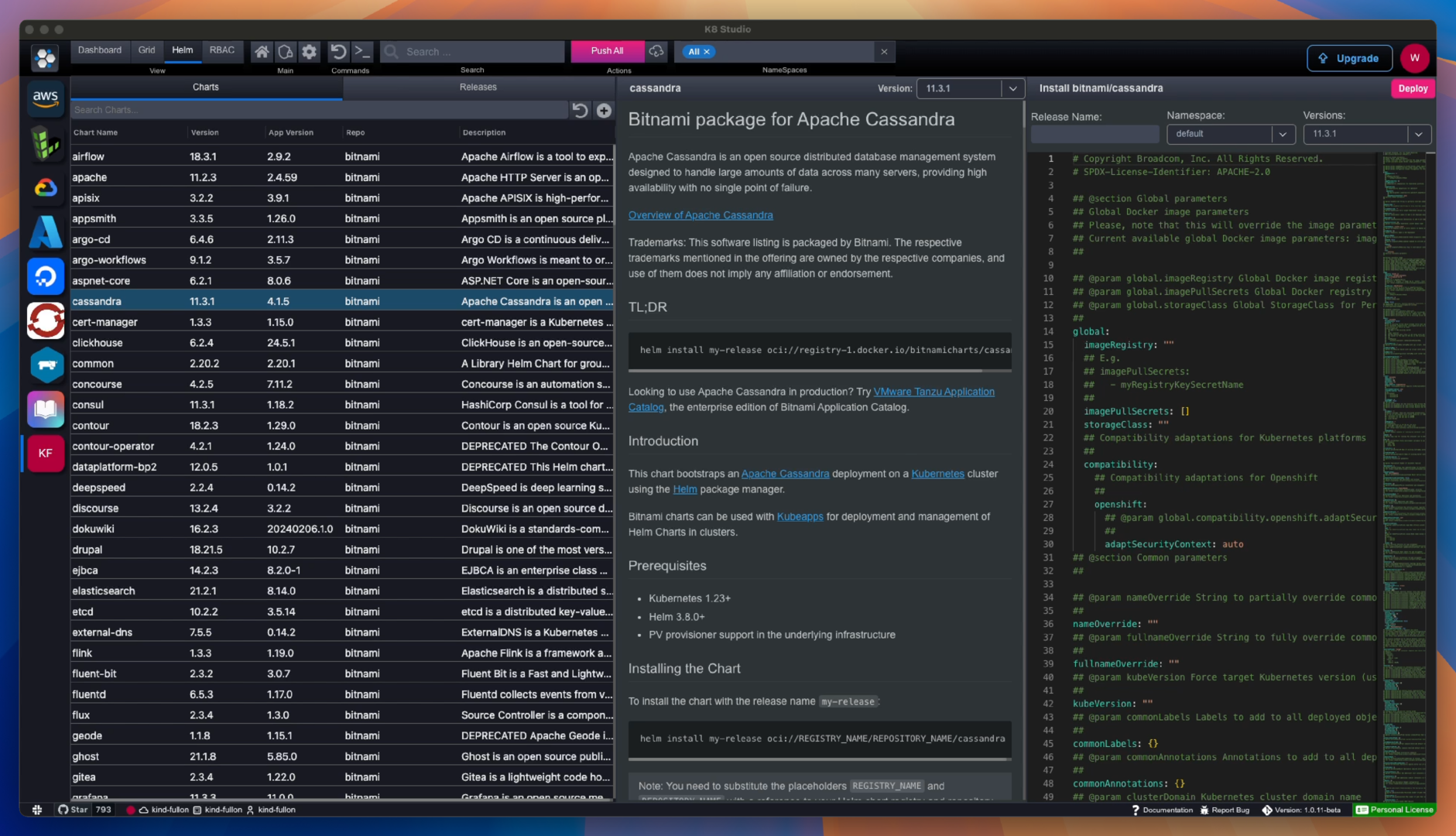 Helm View and Release Management in K8studio