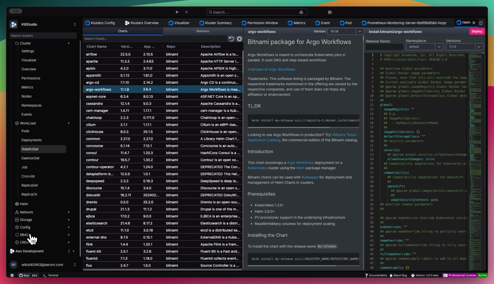 Helm View and Release Management in K8studio