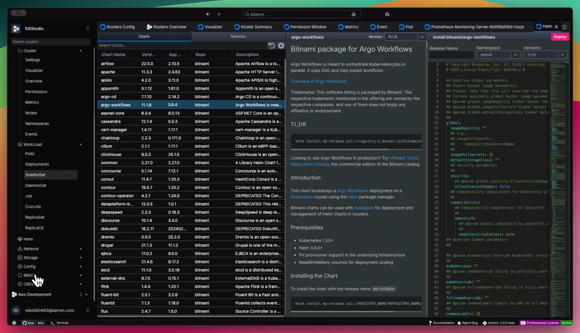 Helm View and Release Management in K8studio