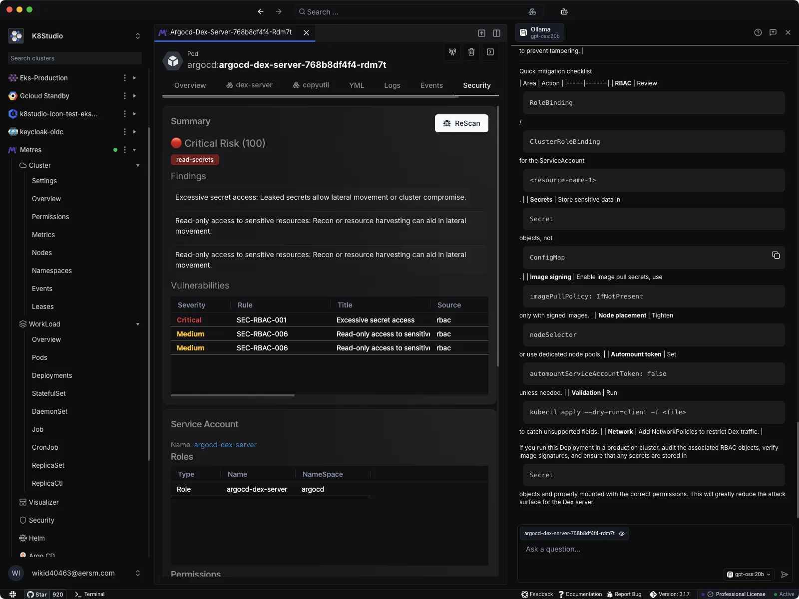 K8Studio Security Dashboard