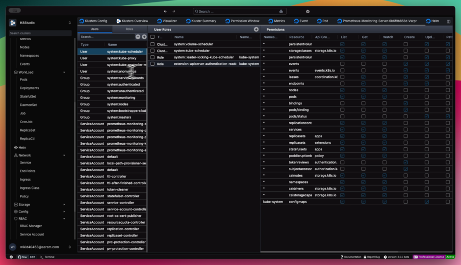 K8Studio RBAC View