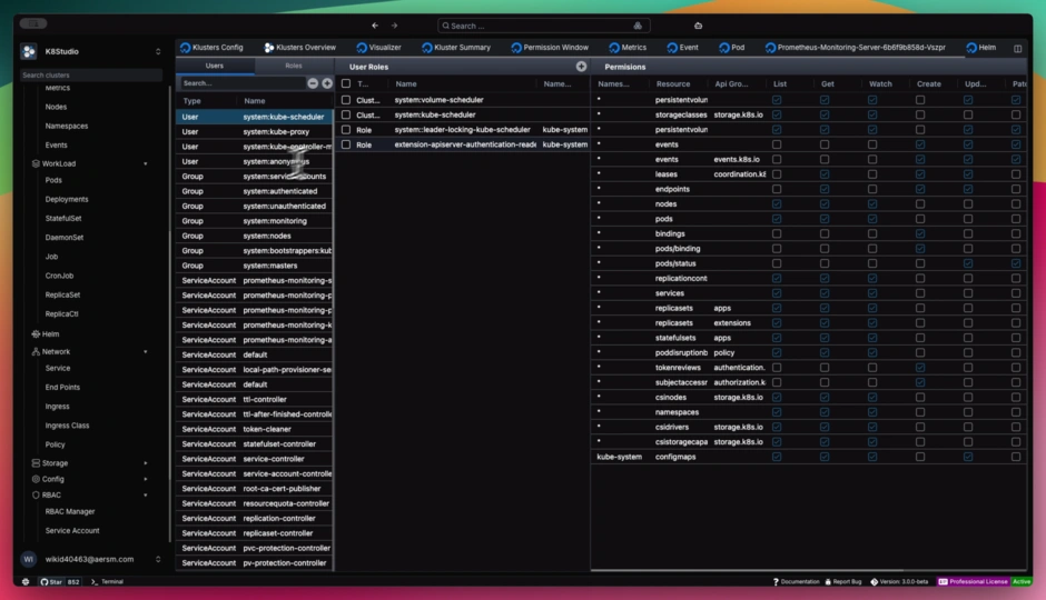 K8Studio RBAC View
